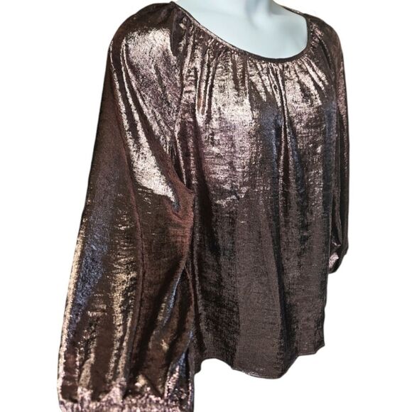 LANE BRYANT Women's New Plus Size Rose Colored Swing Satin Boatneck Blouse - Picture 7 of 15